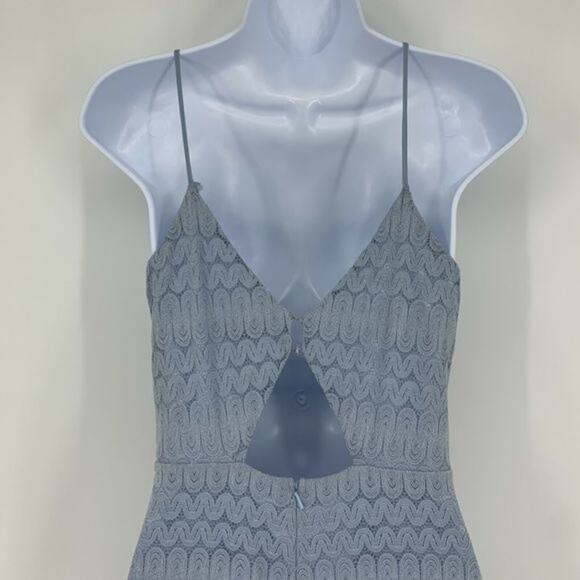 TOPSHOP Crotchet Lace Mini Dress Size 6 Light Blue Trim Contrast - Picture 7 of 12
